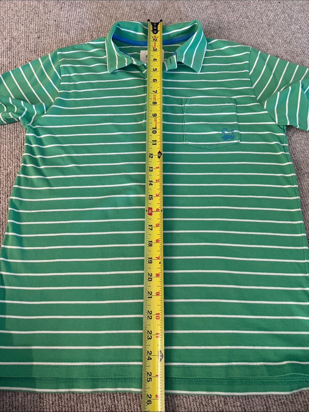Boden Green and White Striped Polo Shirt With Pocket Boys Size 11-12Y - Picture 6 of 8